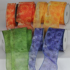 Wired Semi Sheer Straw Flowers
