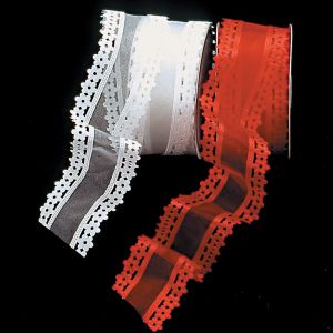 Wired Sheer With Flower Edge Ribbon
