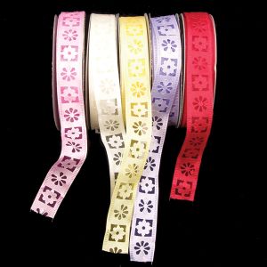 Wired Embossed Flowers Ribbon