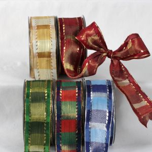 French Wired Woven Taffeta VV Ribbon