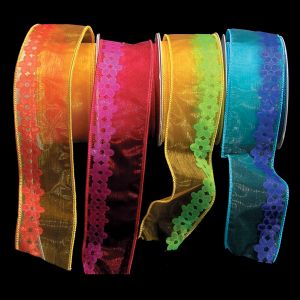 Wired Sheer with Mini Flowers Ribbon