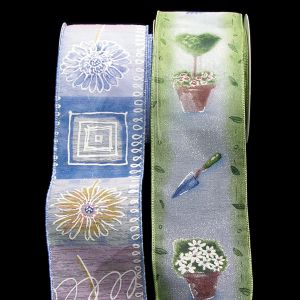 Wired Semi Sheer Sketch Flower & Garden Deli Ribbon