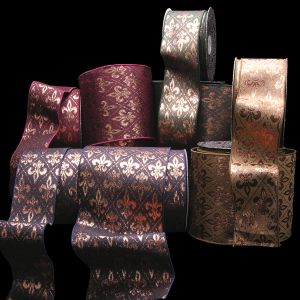 Wired Fabric Dia Fleur De Lis Ribbon