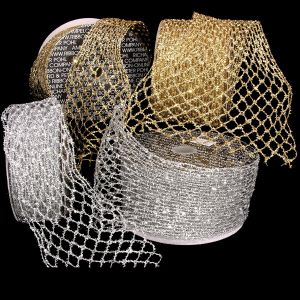 Wired Fuzzy Stretchable Mesh Ribbon