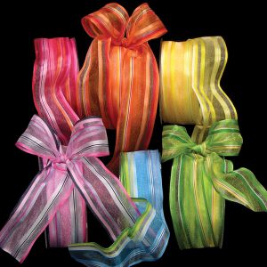 Wired Woven Edge Sheer Stripe Ribbon