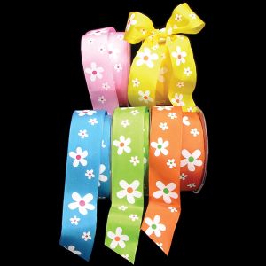 Wired Printed Taffeta "Blume" Ribbon