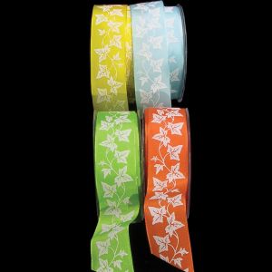 Wired Taffeta Spring White Ivy Ribbon