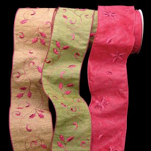 Wired Raw Satin Sumatra Pattern Ribbon
