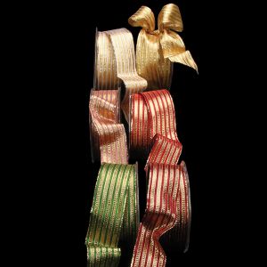Wired Woven Holiday Stripes Ribbon
