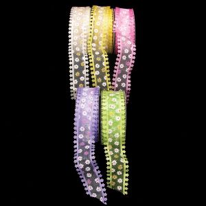 Wired Sheer Mini Daisy Edging Ribbon