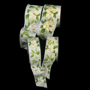 Wired Woven Print "Magnolia" Ribbon