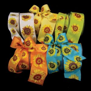 Wired Woven Taffeta Sunflower Ribbon