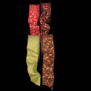 Wired Swirl Leaf on Crunch Satin Ribbon