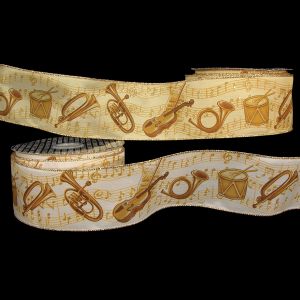 Gold Wired Musical Instruments Ribbon