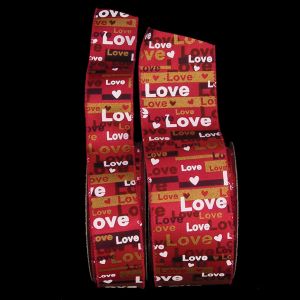 Wired Taffeta Print Love Ribbon