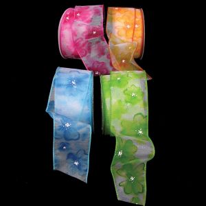Wired Sheer Romance Flowers Ribbon