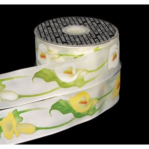 Wired Woven Print Calla Lilly Ribbon