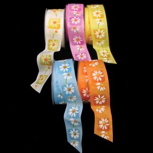 Wired Print Gerbera Daisies Ribbon