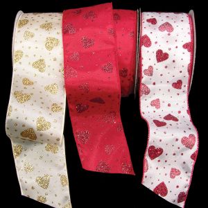 Wired Glitter Hearts Ribbon