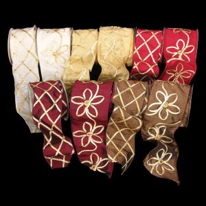 Wired Diamond Taffeta & Flower Taffeta Ribbon