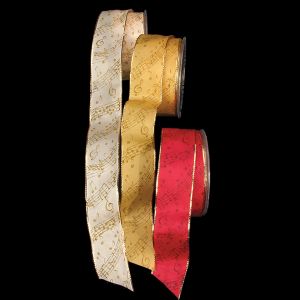 Gold Wired Taffeta Notes Ribbon