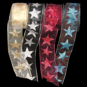 Wired Sheer with Sparkle Star Ribbon