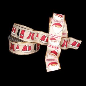 French Wired Taffeta Santa's  Ribbon
