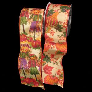 Wired Scarecrow & Wired Pumpkin Ribbon