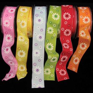 Wired Taffeta Butter Flowers Ribbon