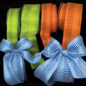 Wired Woven Taffeta Retro Blocks Ribbon