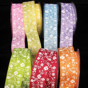 Wired Taffeta Small Flowers Ribbon