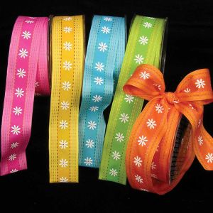 Wired Taffeta Center Flower Ribbon