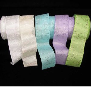 Wire Edge Glitter Swirl Ribbon
