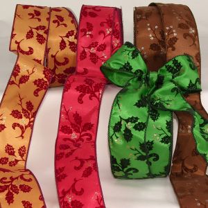 Wire Edge Holiday Swirly Ribbon