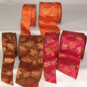 Wire Edge Fall Maple Ribbon