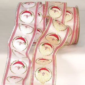 Wire Edge Happy Santa Ribbon