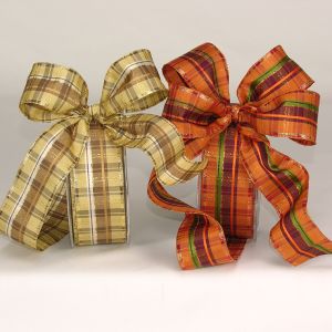 Wire Edge Plaid Stripe Ribbon