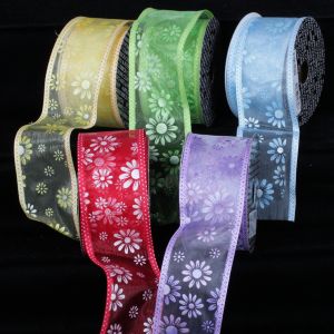 Wired Sheer Flower Ribbon