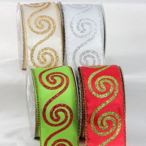 Wired Curly Swirl Taffeta Ribbon