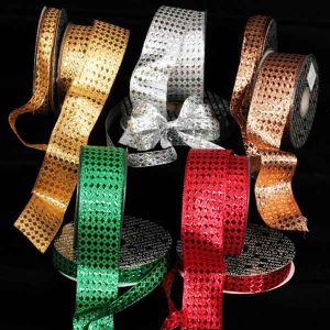 Wired Woven Diamond Lame Ribbon