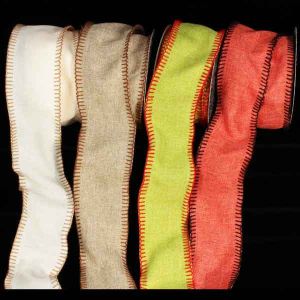 Wired Stitch Edge Burlap Ribbon