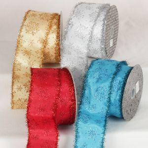 Wired Glitter Snowflake Ribbon