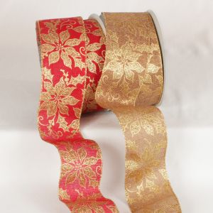 Wired Gold Poinsettia Ribbon