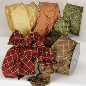 Wired Diamond Stitch with Gold Edge Ribbon