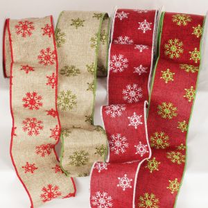 Wired Burlap with Snowflake Ribbon