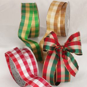 Wired Holiday Check Ribbon