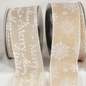 Wired Natural Holiday Ribbon