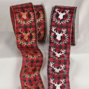 Wired Plaid Stag Ribbon