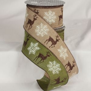 Wired Snow Stag Ribbon