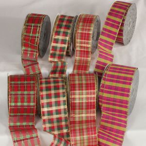 Wired Metallic Tartan Ribbon
